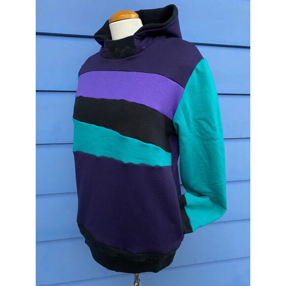 Nebula Upcycled Hoodie w/ Pockets Sweatshirt One of a Kind Clothing MungoCrafts - Picture 3 of 5